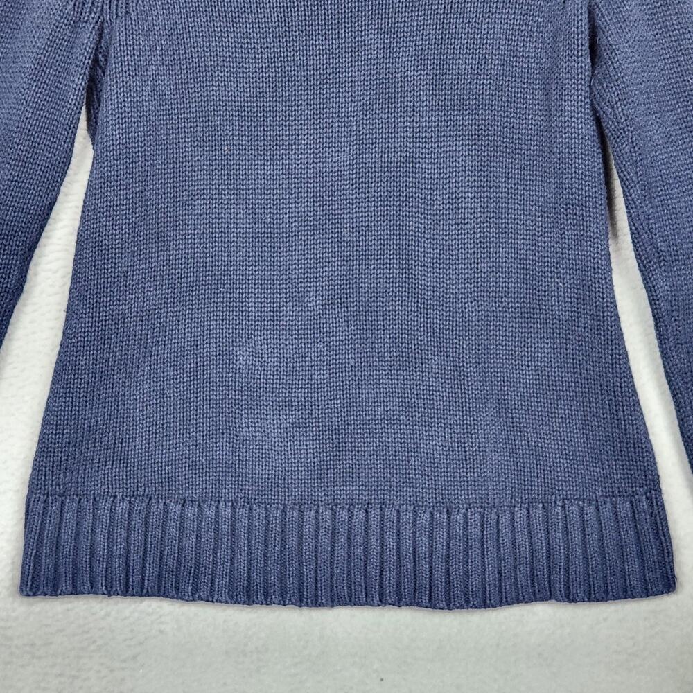 J Crew Always Sweater Womens Medium Blue Cotton Mock Neck Pullover Knit Ribbed - Picture 8 of 11